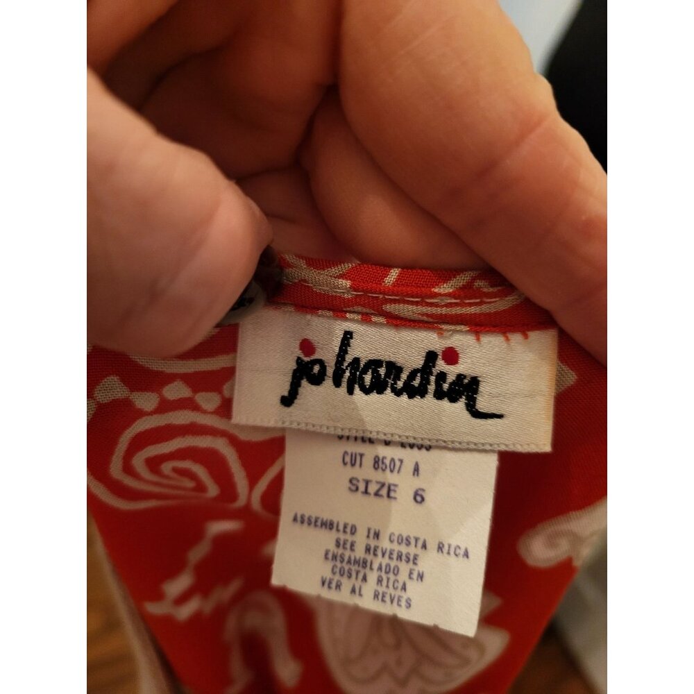 Vintage 90s Linen Blend Coral Print Button Up Vest 6 Retro Preppy Old Money - Picture 11 of 11
